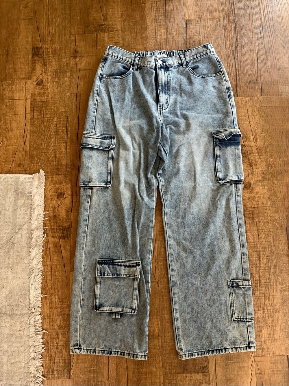 Women’s Light Wash Denim Cargo Pants